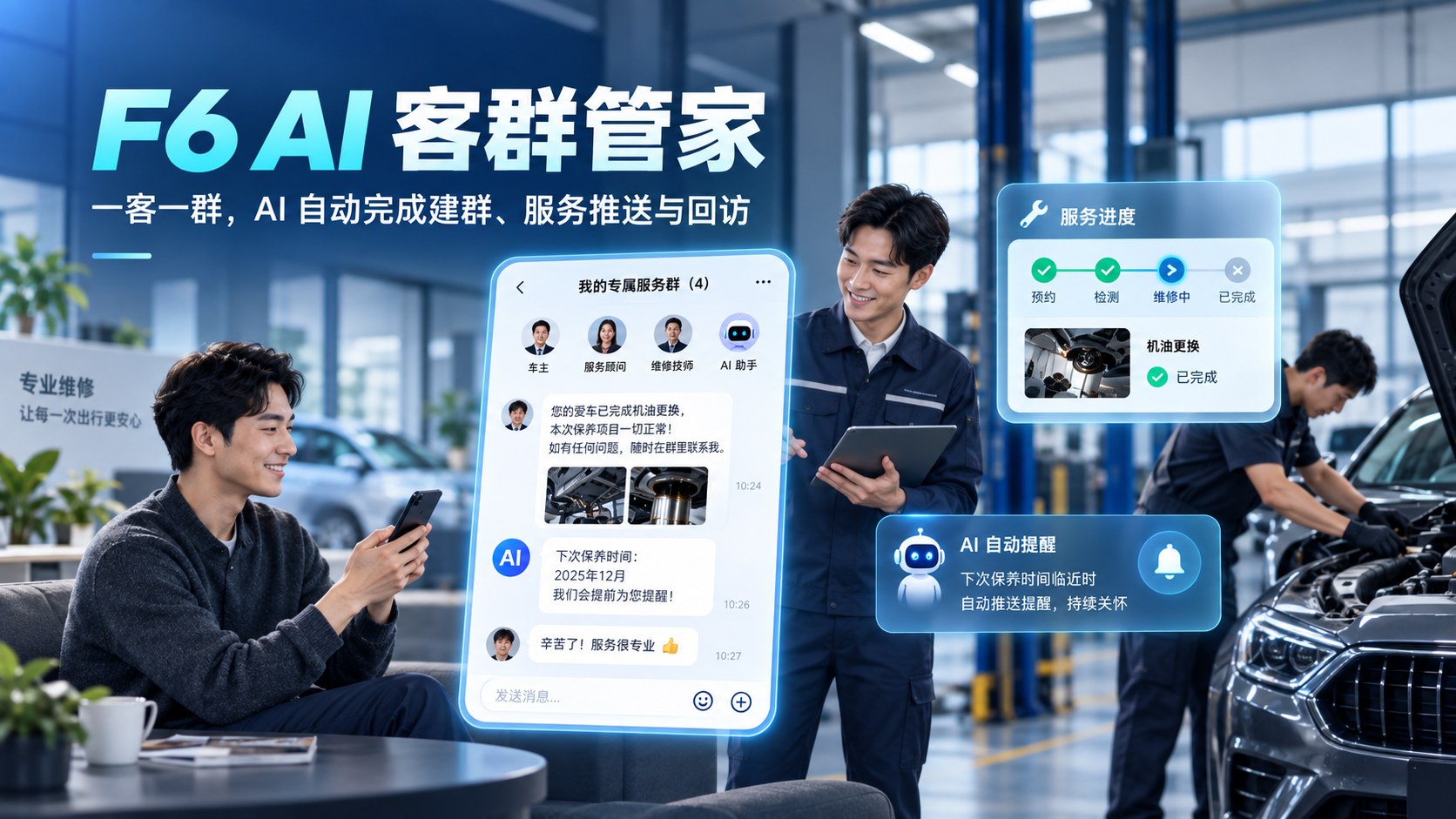 F6 AI 客群管家详解：一客一群，AI 自动完成建群、回访和客诉预警